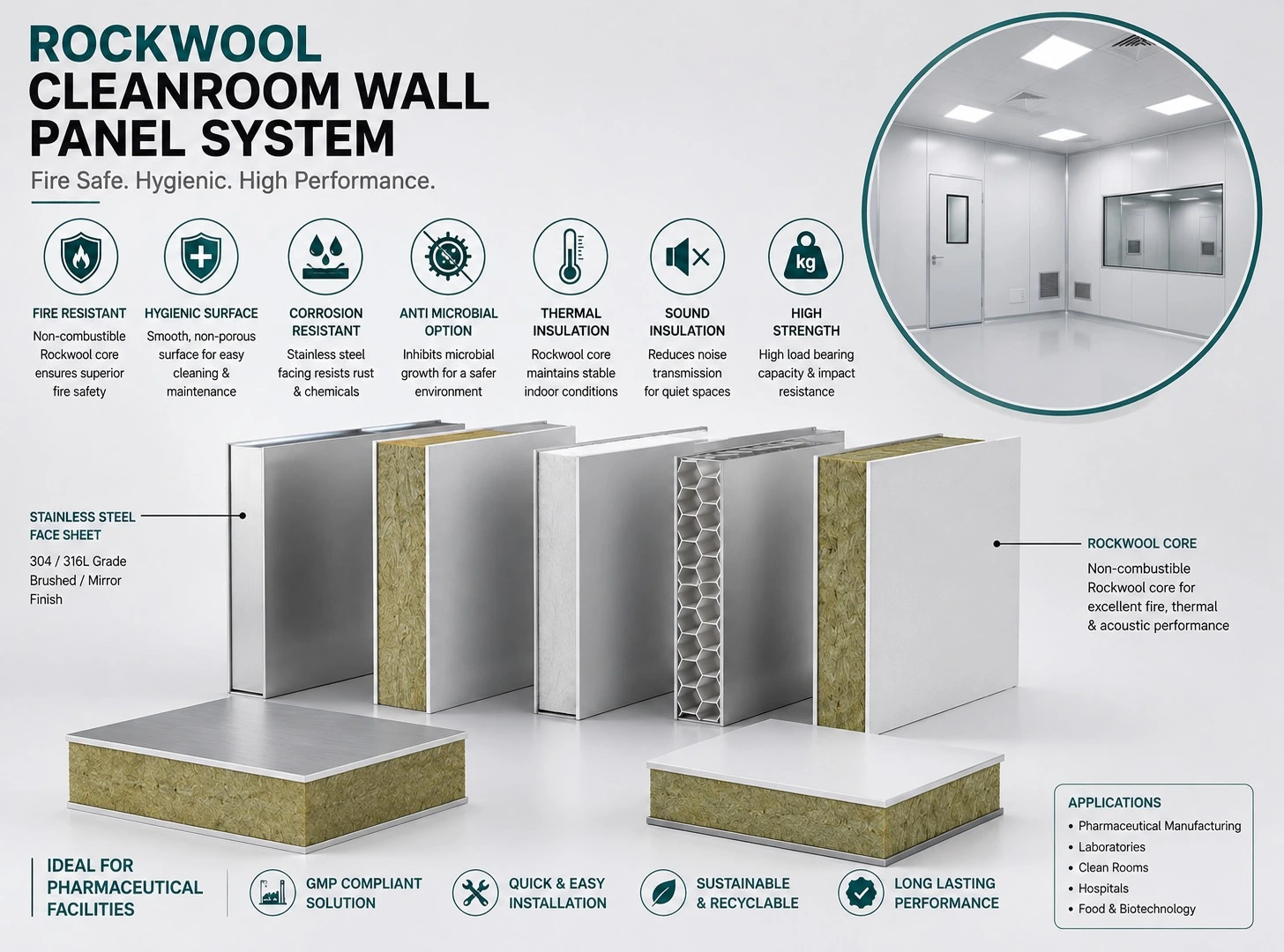 Rockwool cleanroom wall panel system